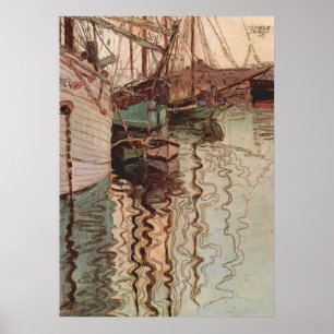 Harbour of Trieste by Egon Schiele, Vintage Art Poster
