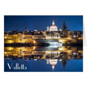 Harbour of Valletta old town at night