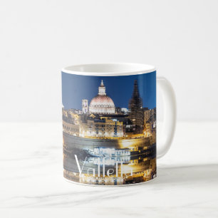 Harbour of Valletta old town at night Coffee Mug