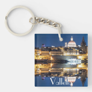 Harbour of Valletta old town at night Keychain