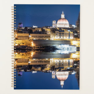 Harbour of Valletta old town at night Planner
