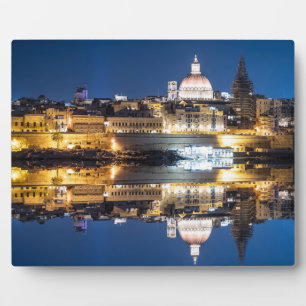 Harbour of Valletta old town at night Plaque