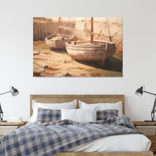 Harbour Rest: Sepia Low Tide Canvas Print