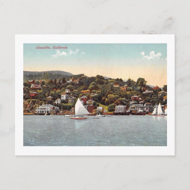 Harbour Sailboats, Sausalito, California Vintage Postcard (Front)
