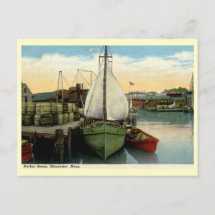 Harbour Scene, Gloucester, MA Vintage Postcard