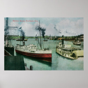 Harbour Scene in Portland, Oregon Poster