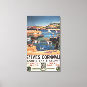 Harbour Scene with Girl and Gulls Railway Canvas Print