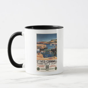Harbour Scene with Girl and Gulls Railway Mug