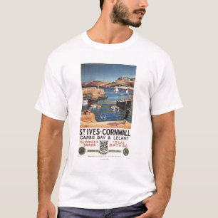 Harbour Scene with Girl and Gulls Railway T-Shirt