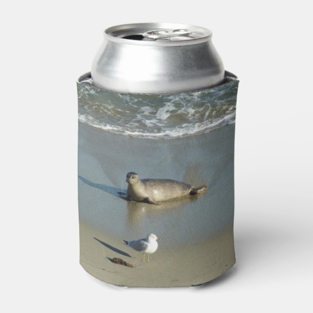 Harbour Seal at La Jolla California Can Cooler (Can Front)