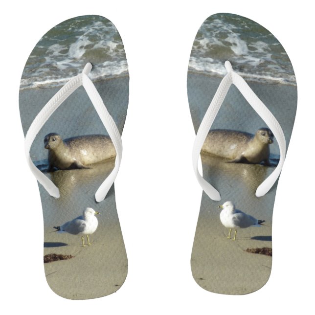 Harbour Seal at La Jolla California Flip Flops (Footbed)