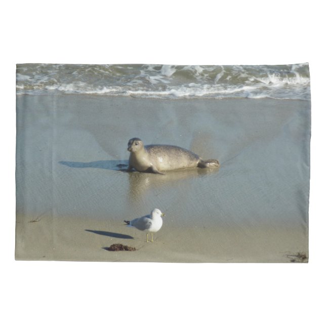 Harbour Seal at La Jolla California Pillowcase (Back)