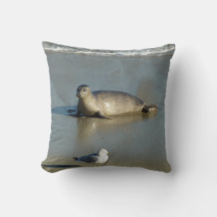 Harbour Seal at La Jolla California Throw Pillow