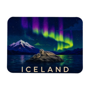Harbour Seals Under the Aurora Iceland Flexi Magne Magnet