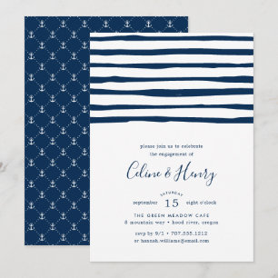 Harbour Stripe Engagement Party Invitation