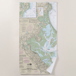 Harbours of Plymouth, Kingston and Duxbury Chart Beach Towel