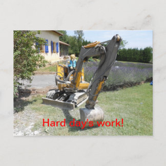 Hard at work - Teddy bear on digger Postcard