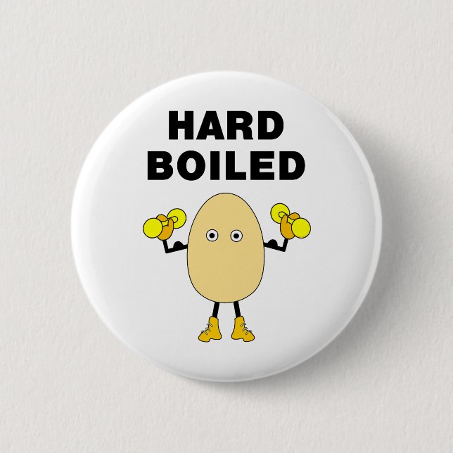 Hard Boiled Egghead Text 2 Inch Round Button (Front)