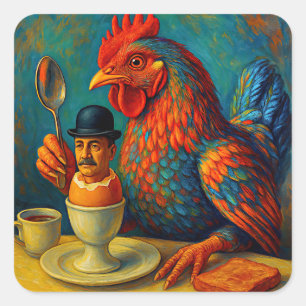 Hard-Boiled Human - Fowl Play at Breakfast Square Sticker