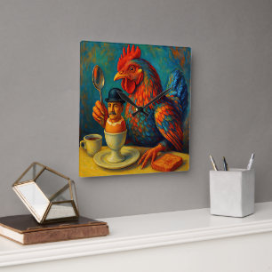 Hard-Boiled Human - Fowl Play at Breakfast Square Wall Clock