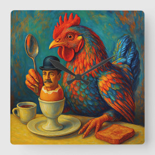 Hard-Boiled Human - Fowl Play at Breakfast Square Wall Clock