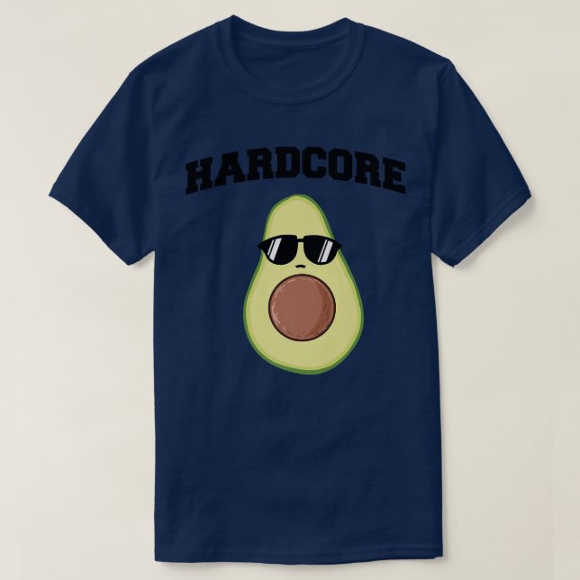 Hard Core Avocado funny Avocado with Sunglasses T-Shirt (Design Front)