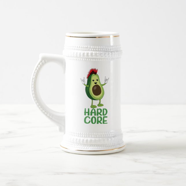 Hard Core Avocado Funny Beer Stein (Left)