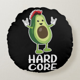 Hard Core Avocado Funny Round Pillow