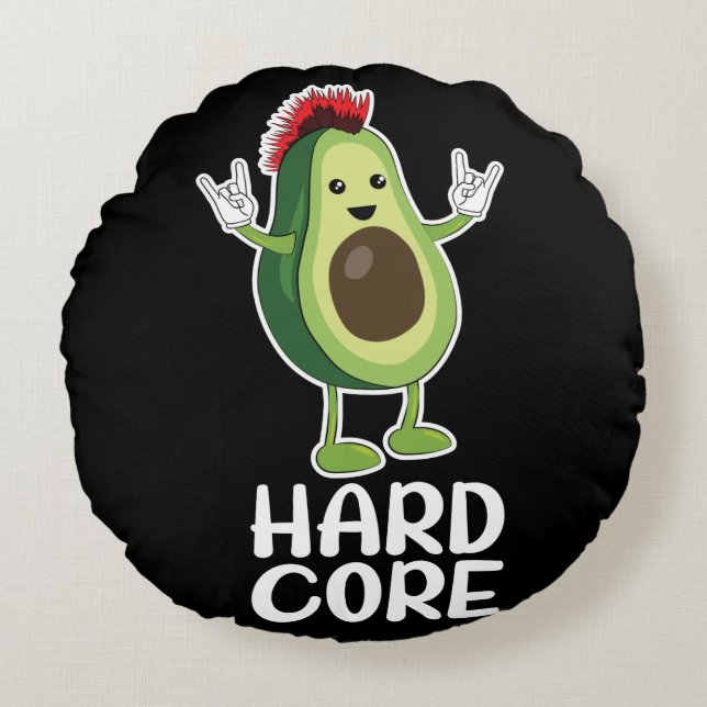 Hard Core Avocado Funny Round Pillow (Front)
