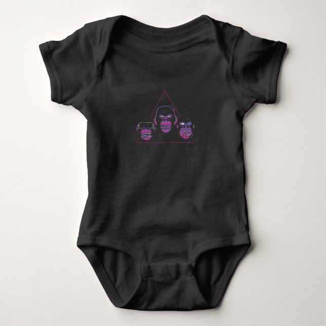 Hard Core Video Game Players Three Monkeys Baby Bodysuit (Front)