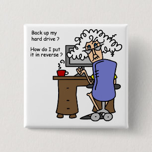Hard Drive Back Up Humourous 2 Inch Square Button