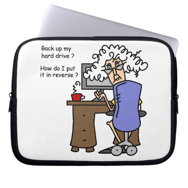 Hard Drive Back Up Humourous Laptop Sleeve (Front)