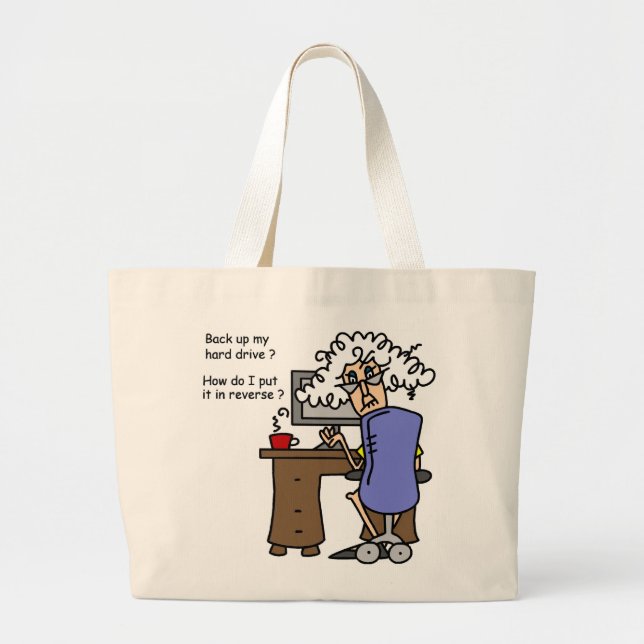 Hard Drive Back Up Humourous Large Tote Bag (Front)