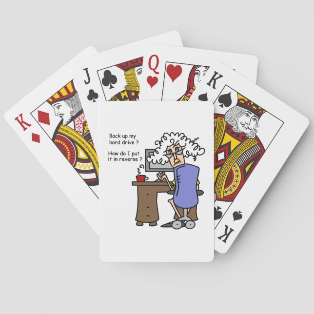 Hard Drive Back Up Humourous Playing Cards (Back)