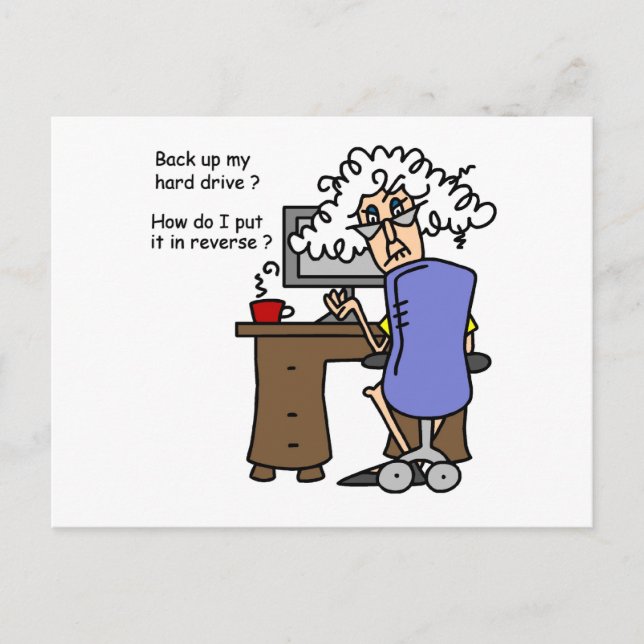 Hard Drive Back Up Humourous Postcard (Front)