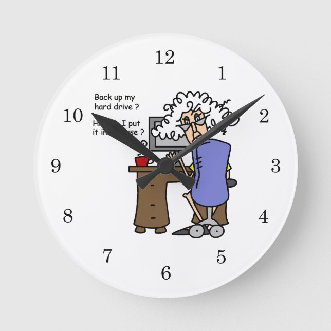 Hard Drive Back Up Humourous Round Clock (Front)