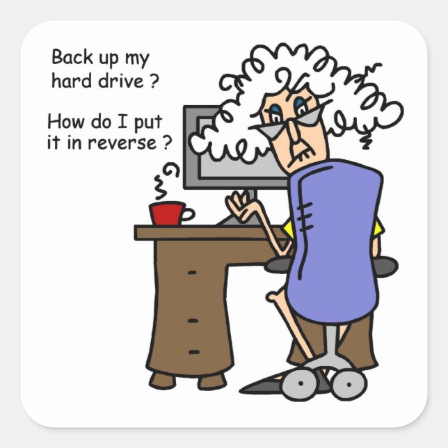 Hard Drive Back Up Humourous Square Sticker (Front)