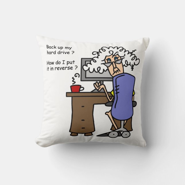 Hard Drive Back Up Humourous Throw Pillow (Front)