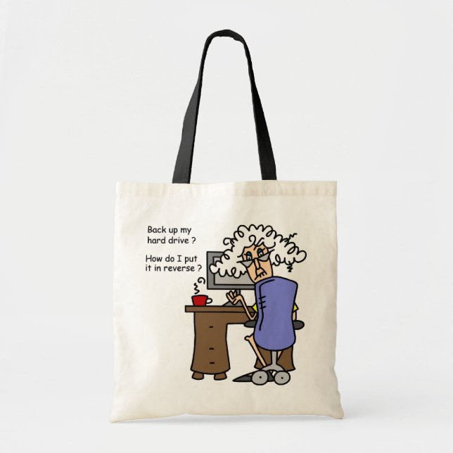 Hard Drive Back Up Humourous Tote Bag (Front)