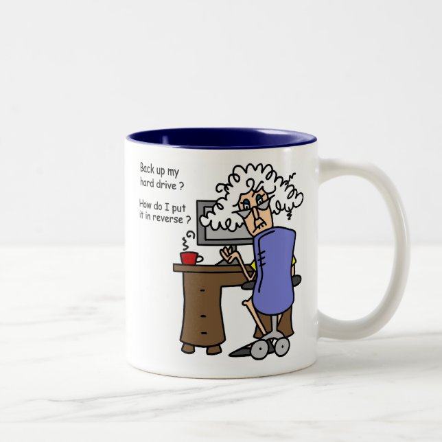 Hard Drive Back Up Humourous Two-Tone Coffee Mug (Right)