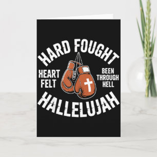 Hard Fought Hallelujah Boxing Gloves Christian Box Card