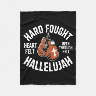 Hard Fought Hallelujah Boxing Gloves Christian Box Fleece Blanket