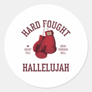 Hard Fought Hallelujah Pink Bow Boxing Gloves Classic Round Sticker