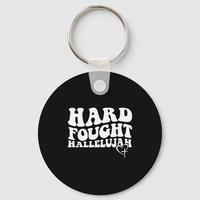 Hard Fought Hallelujah Retro Groovy Jesus  Keychain (Front)