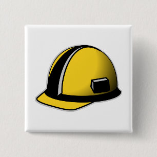 Hard Hat 2 Inch Square Button