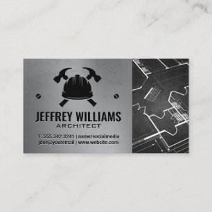 Hard Hat and Hammers   Blueprints Business Card
