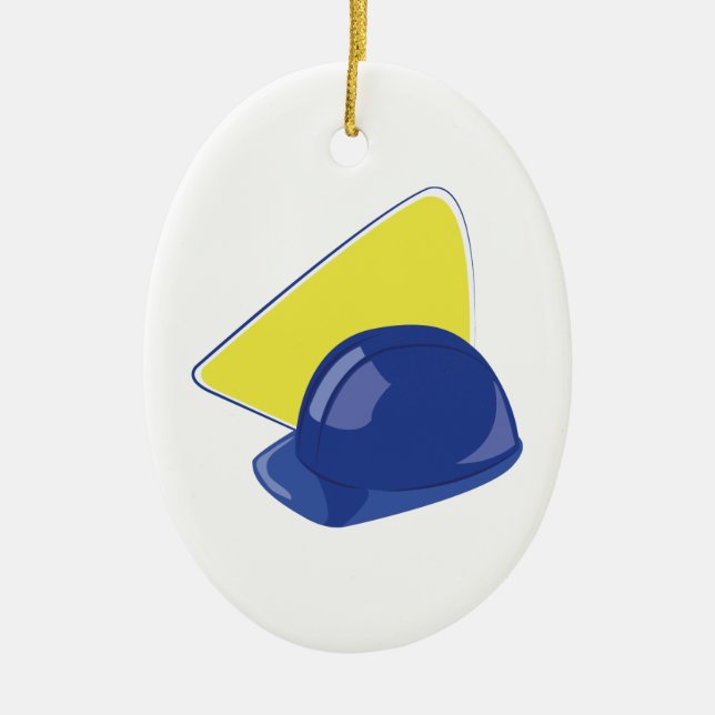 Hard Hat Ceramic Ornament (Front)