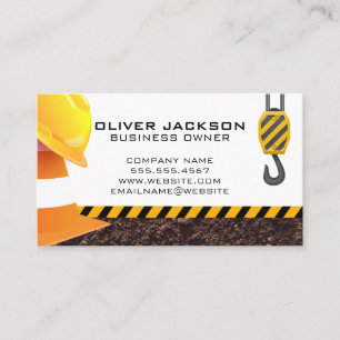 Hard Hat   Construction Cone and Crane Business Card