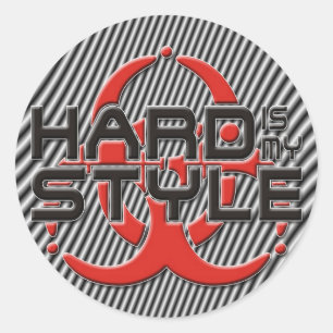 hard Is my style   stripes   hardstyle music Classic Round Sticker