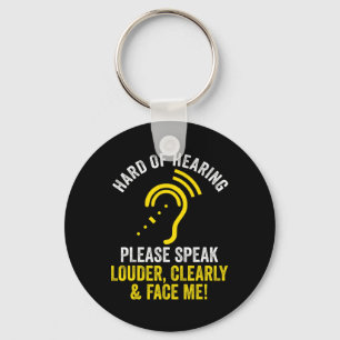 Hard Of Hearing ASL Hearing Impaired Deaf Awarenes Keychain